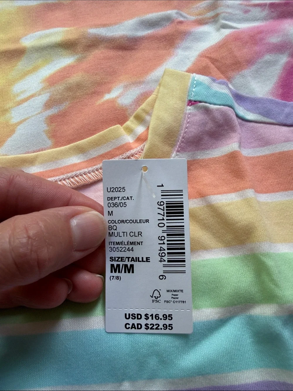 NWT 2 Girls' Rainbow Stripe & Tie-Dye Short Sleeve Tops flutter sleeve size M
